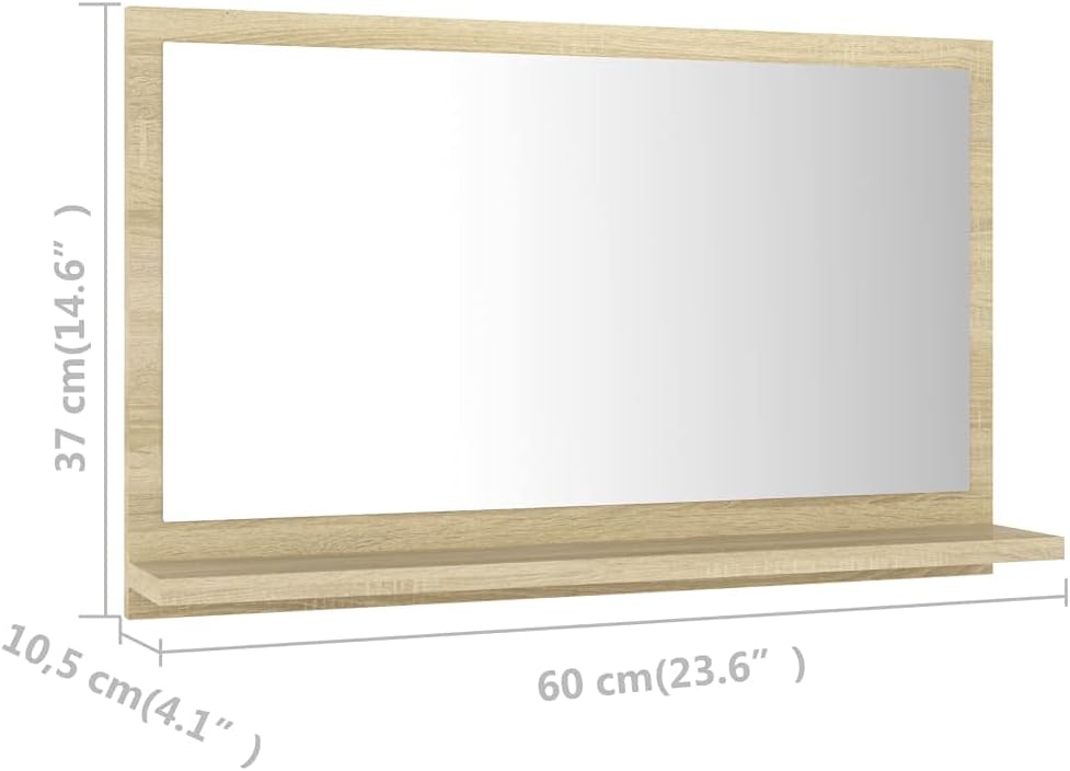 Spanplatte Badspiegel mit Spiegel und Ablagen Wandspiegel Badmöbel für Badezimmer und Waschraum 60 x