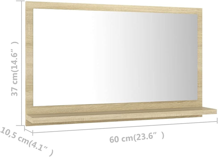 Spanplatte Badspiegel mit Spiegel und Ablagen Wandspiegel Badmöbel für Badezimmer und Waschraum 60 x