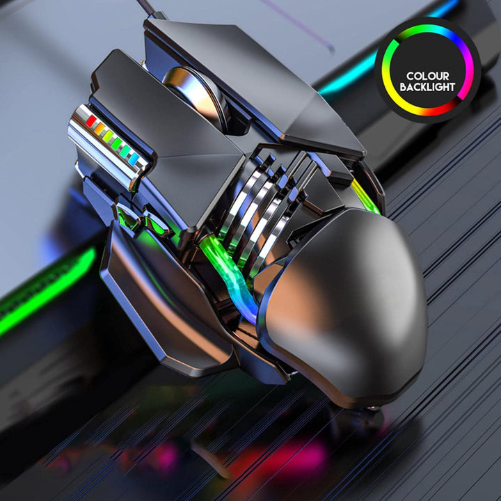 Gaming-Maus, 12800 DPI Einziehbare Anpassung Wassergekühlter RGB-Lichteffekt Kabelgebundene Maus Gal