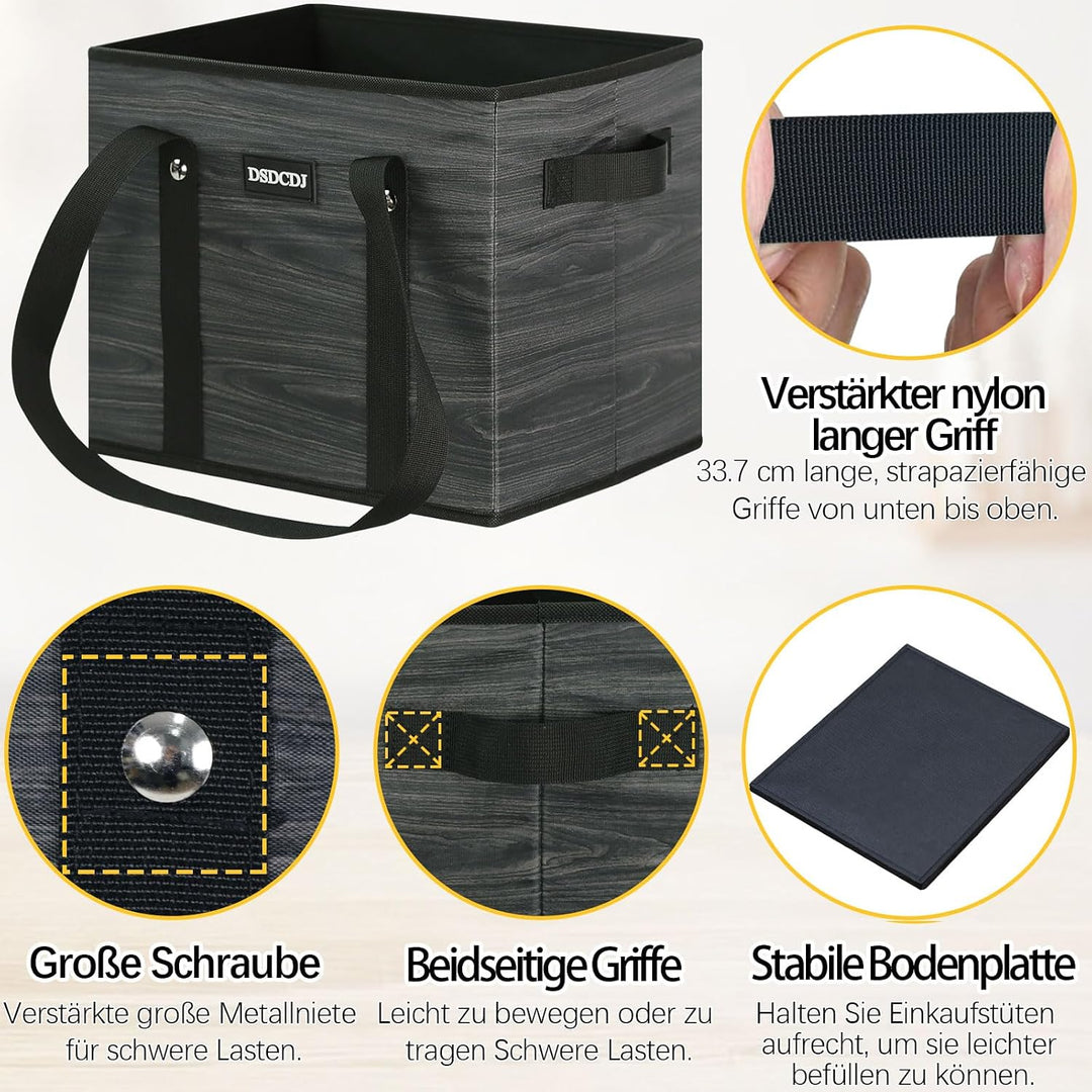 Einkaufskorb Faltbar 3er Pack – Einkaufstasche Stabil mit Henkel und verstärktem Boden – Ideale Korb