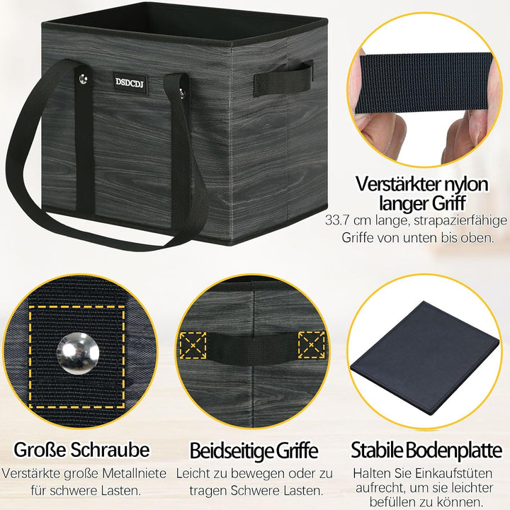 Einkaufskorb Faltbar 3er Pack – Einkaufstasche Stabil mit Henkel und verstärktem Boden – Ideale Korb