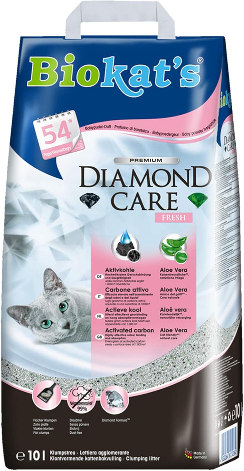 Biokat's Diamond Care Fresh mit Duft - Feine Katzenstreu mit Aktivkohle und Aloe Vera - 1 Sack (1 x
