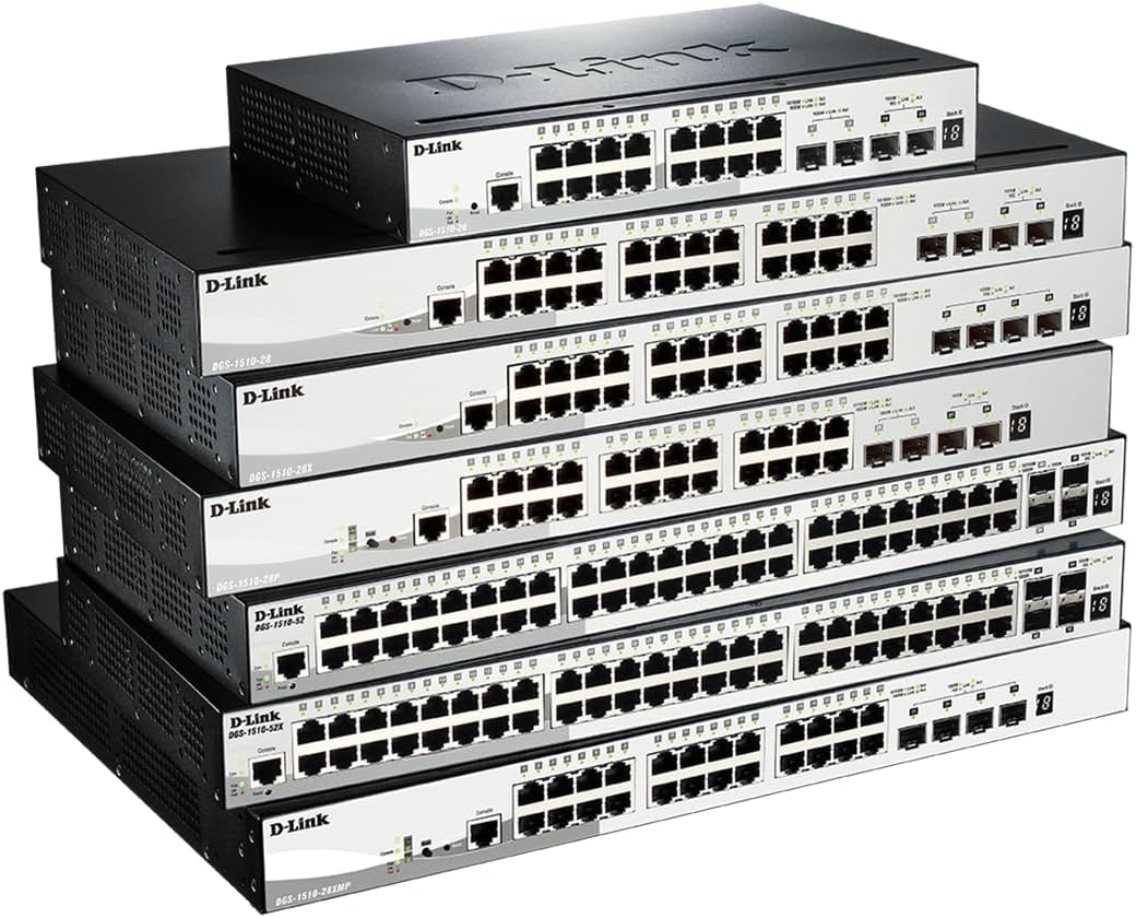 D-Link DGS-1510-28P/E, 28-Port Layer 2/3 Smart Managed Gigabit Stack Switch (24x 10/100/1000 Mbit/s