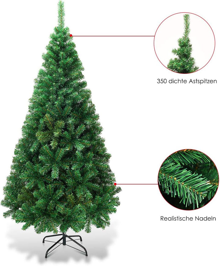 COSTWAY 150cm Künstlicher Weihnachtsbaum, Tannenbaum mit Metallständer, Christbaum PVC Nadeln, Kunst