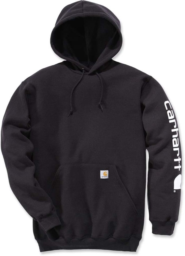 Carhartt Herren Sleeve Logo Hooded Sweatshirt Kapuzenpullover XS Schwarz, XS Schwarz