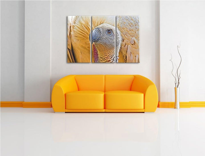 aussergewöhnlicher Geier NewArt 3-Teiler Leinwandbild 120x80 Bild auf Leinwand, XXL riesige Bilder f