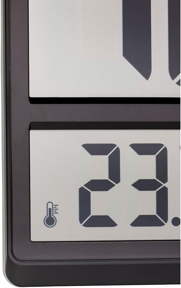 TFA Dostmann 60.4520.01 Digitale XL-Funkuhr Wanduhr mit Innentemperatur, Datum und Wochentag (schwar