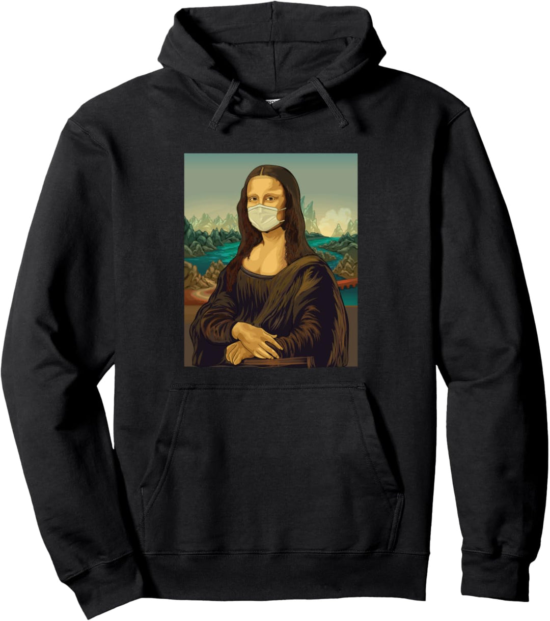 Mona Lisa mit Mundschutz - Leonardo Da Vinci Gesichtsmaske Pullover Hoodie