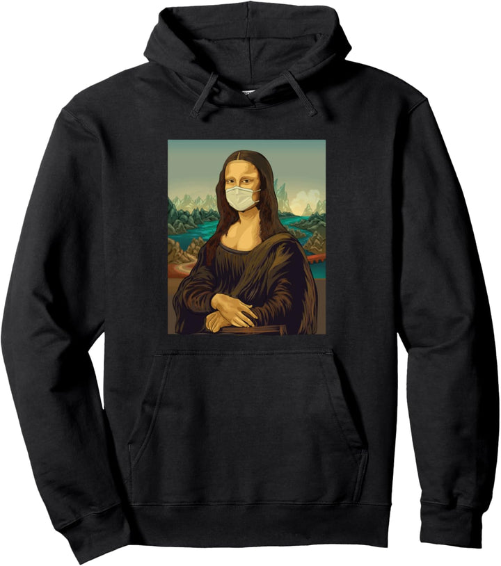 Mona Lisa mit Mundschutz - Leonardo Da Vinci Gesichtsmaske Pullover Hoodie