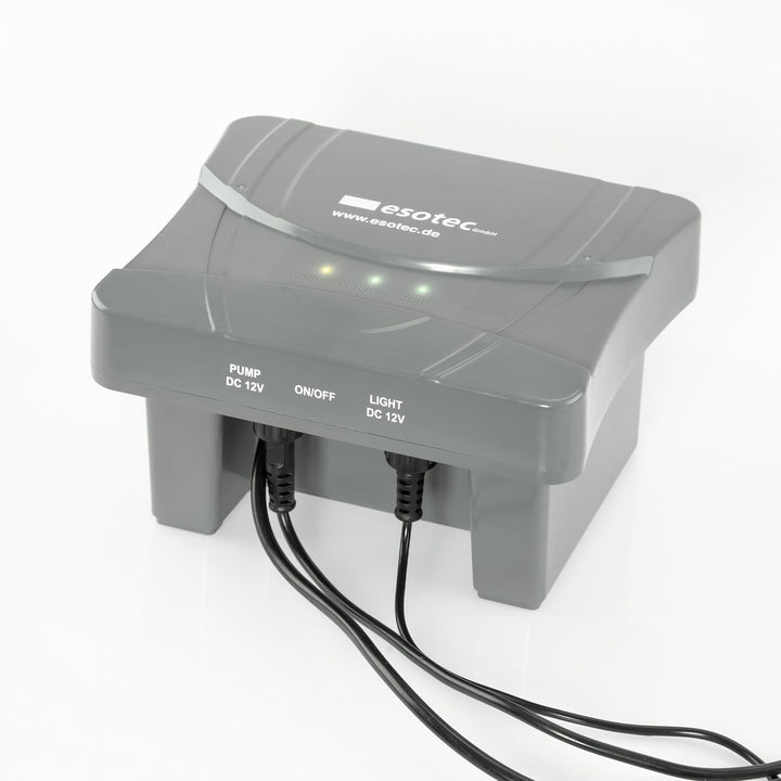 esotec Solar Teichfilterset Profi 15/550 LED, Teichfilter Komplettset mit Pumpe, LiFePo4 Akku, Solar