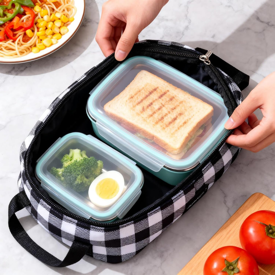 3er Set Brotdose Edelstahl mit Deckel Luftdicht – Auslaufsichere Lunchbox BPA-frei, Stapelbare Metal
