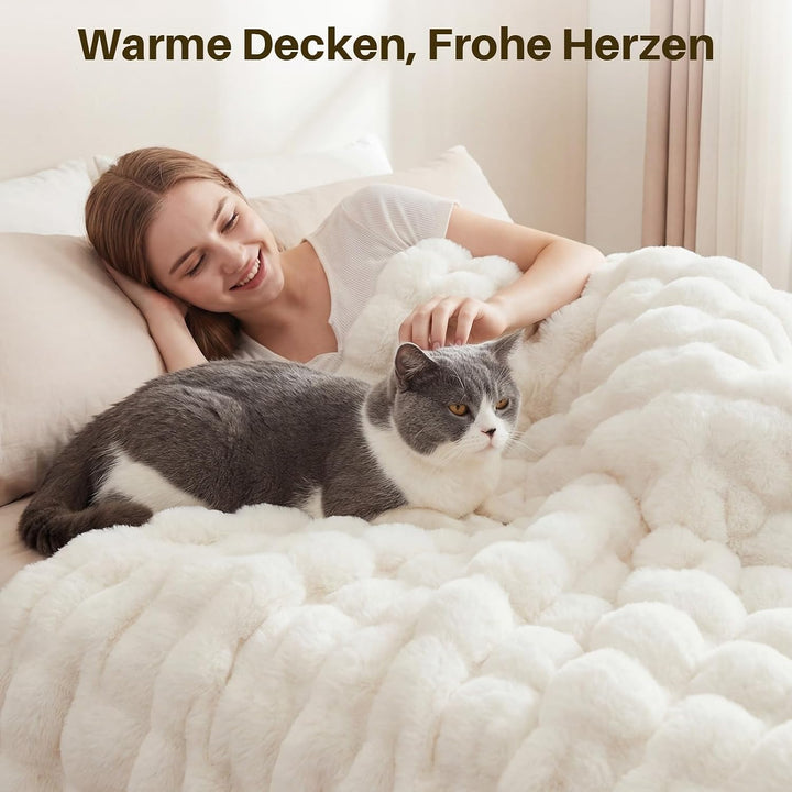 Kuscheldecke Kaninchen Plüsch Decke Super Soft Wohndecke Dick 1000 G/M² Flanell Decke Couchdecke War