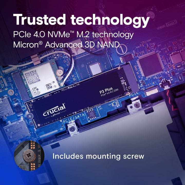 Crucial P3 Plus SSD 500GB M.2 PCIe Gen4 NVMe Interne SSD, Bis 4.700 MB/s, Kompatibel mit Laptop und