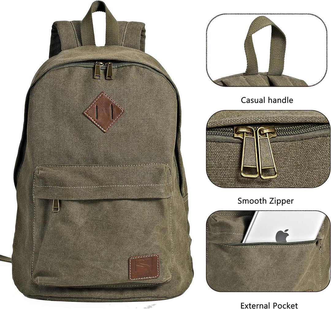 seemeroad Canvas Vintage Rucksack Ultraleichter und Lässiger Rucksäcke Laptop Daypack Schulrucksack