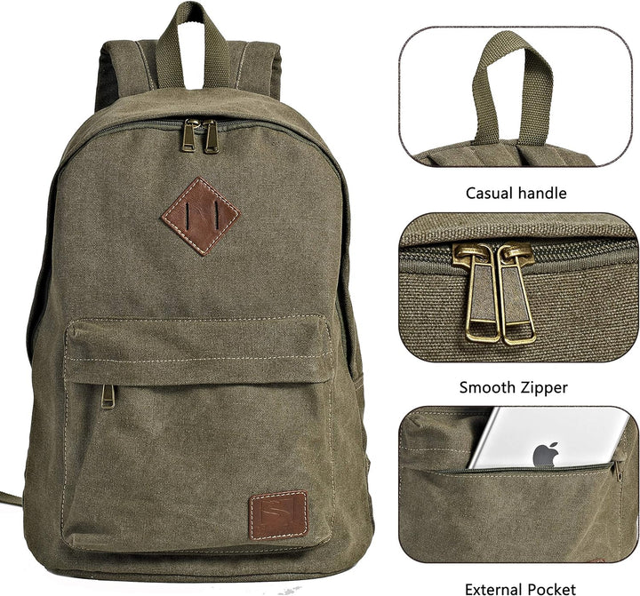seemeroad Canvas Vintage Rucksack Ultraleichter und Lässiger Rucksäcke Laptop Daypack Schulrucksack