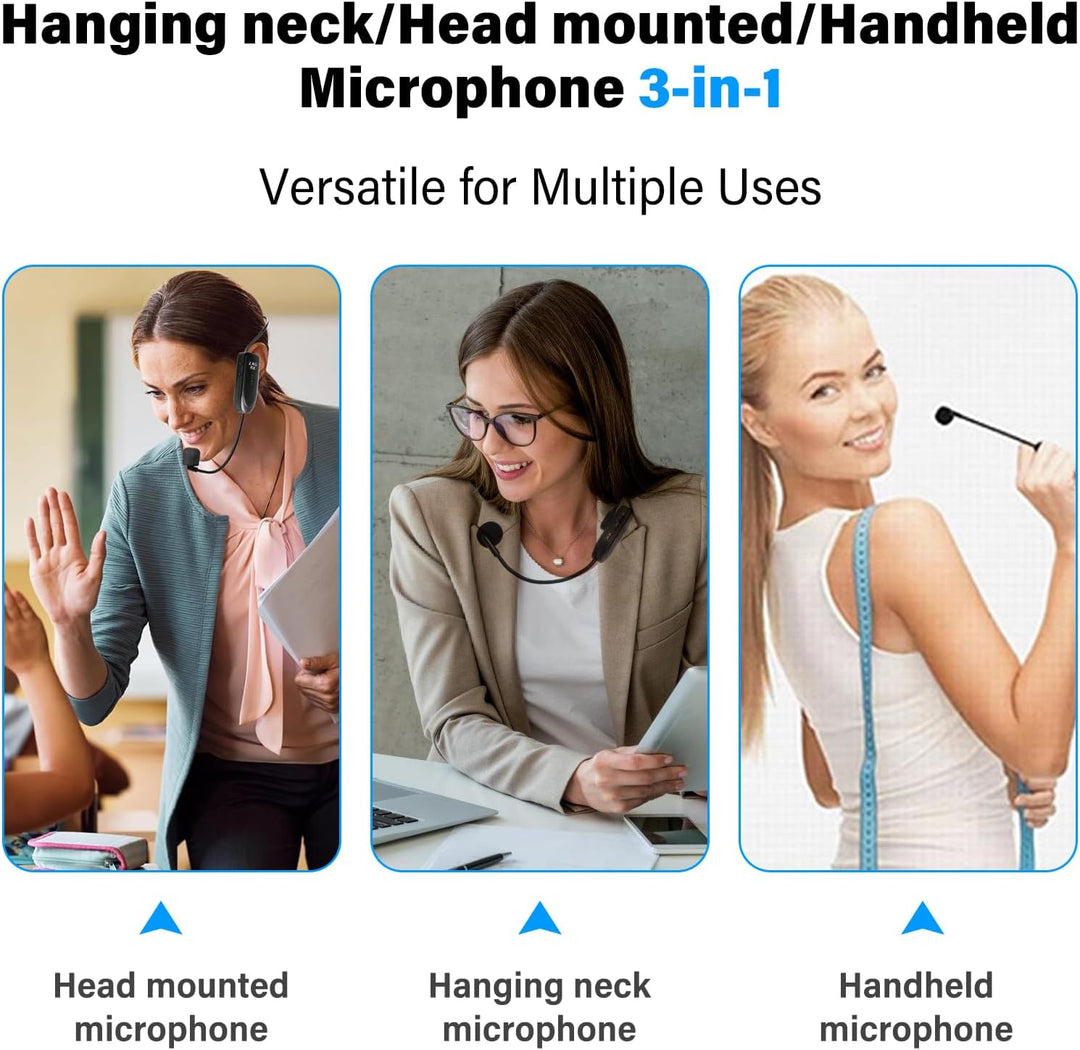Wireless Mikrofon Headset, 2.4G Kabelloses Funkmikrofon Headset mit 20M Reichweite, UHF Wiederauflad