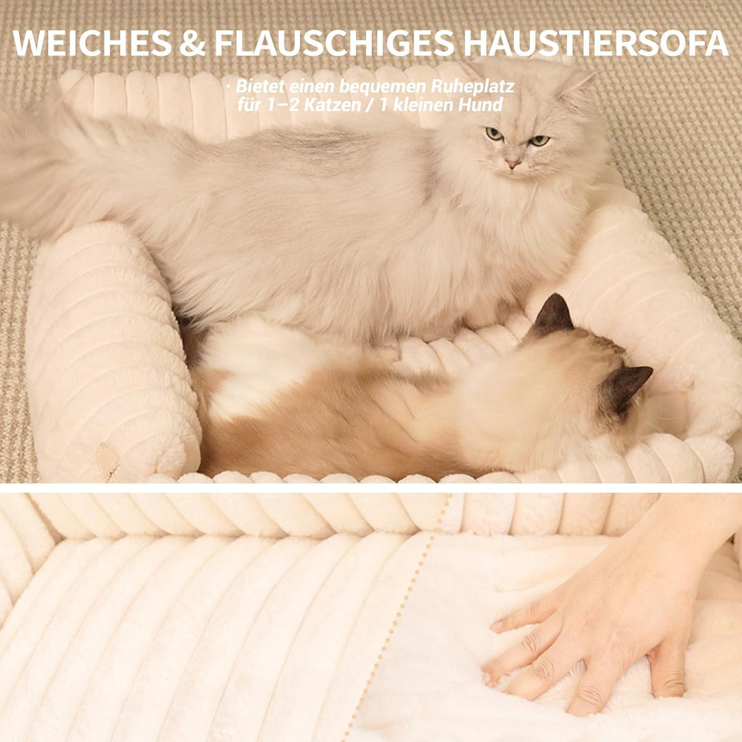 CheerPals Extended Katze Sofa – 63 L × 55–66 B cm Weiches, Flauschiges Grosses Katzenbett, Hundesofa