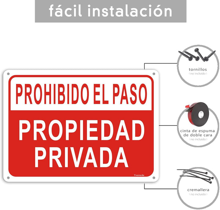 2X Señal De Prohibido El Paso Propiedad Privada, 18X25 cm 2 piezas
