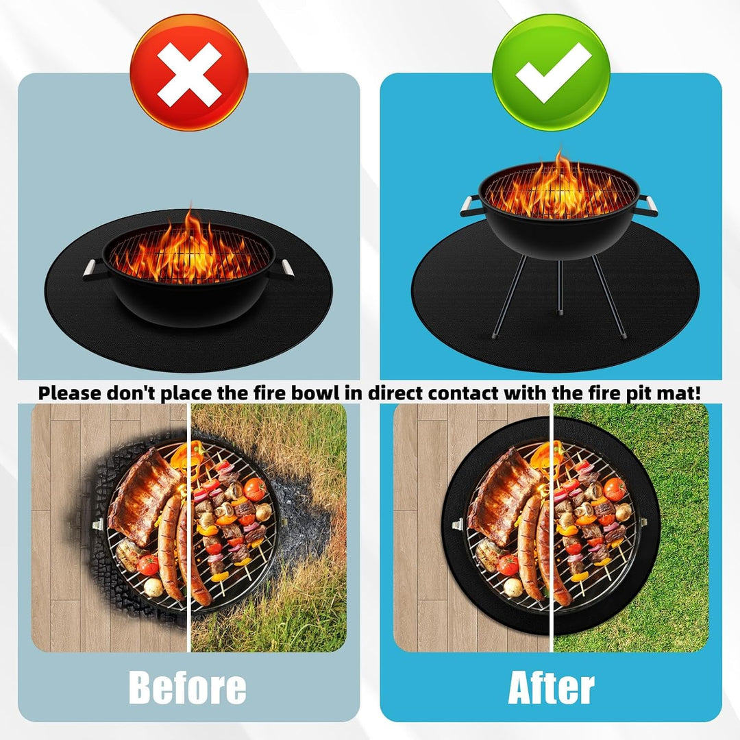Rund Feuerfeste Unterlage, 120cm/48in BBQ Hitzeschutzmatte Wiederverwendbar Gross Grillmatte FüR Gas