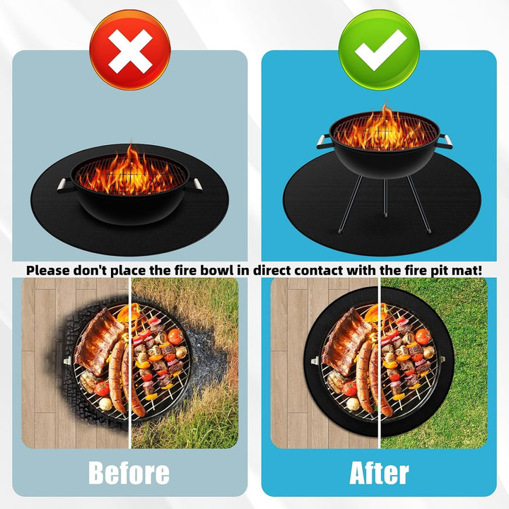 Rund Feuerfeste Unterlage, 120cm/48in BBQ Hitzeschutzmatte Wiederverwendbar Gross Grillmatte FüR Gas