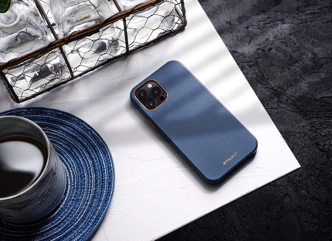 STILGUT Cover kompatibel mit iPhone 12 Pro Max Case aus Leder, Lederhülle, Hülle aus Leder, Ledercas