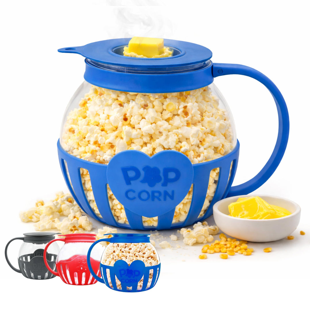 Netrox - Popcorn Maker für Mikrowelle – Glasbehälter, BPA-frei, spülmaschinengeeignet – Fettfreie Po