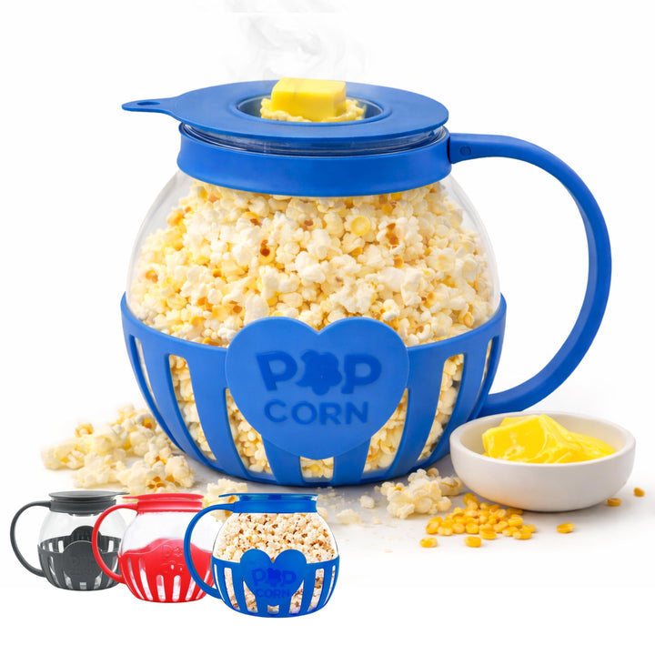 Netrox - Popcorn Maker für Mikrowelle – Glasbehälter, BPA-frei, spülmaschinengeeignet – Fettfreie Po