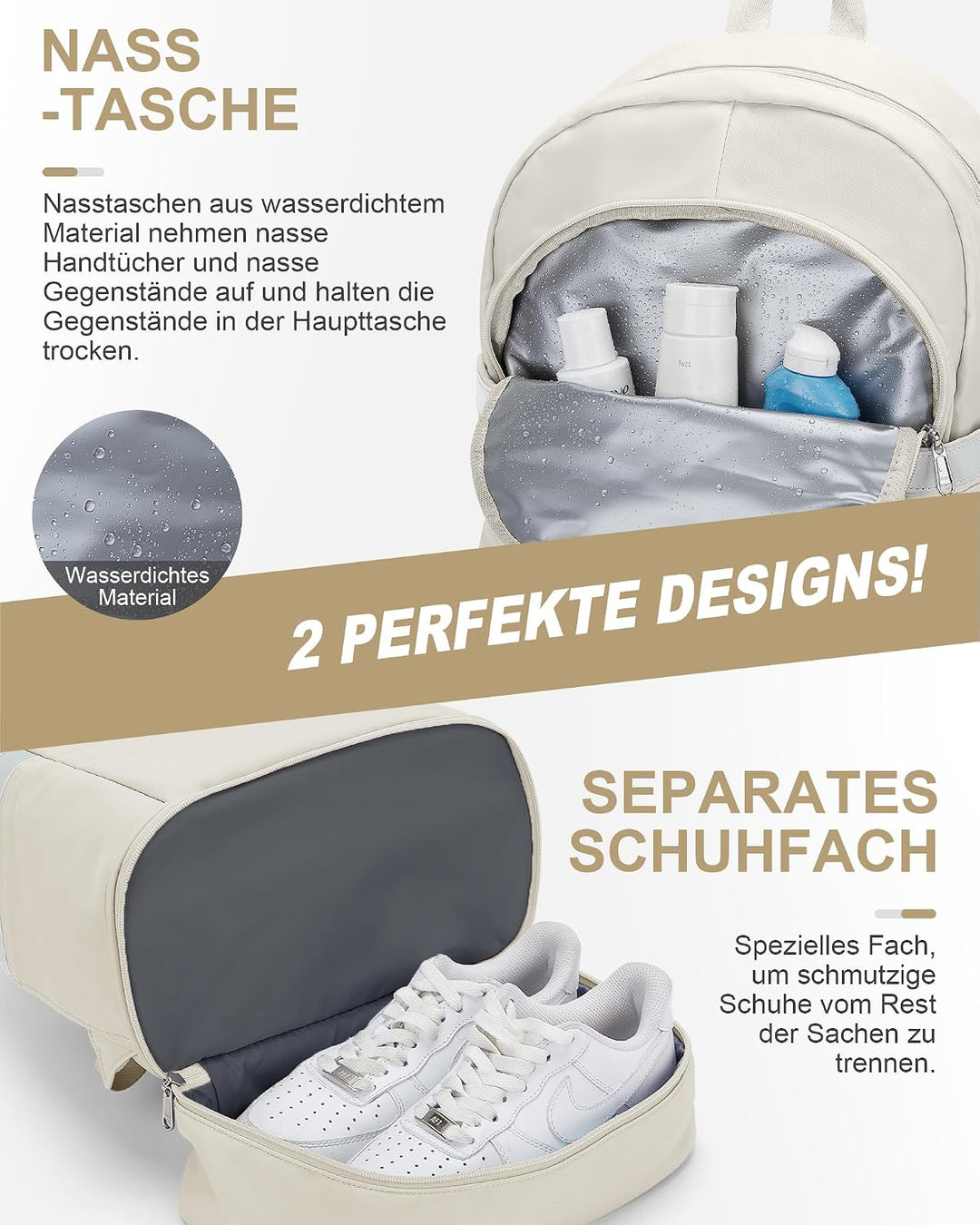 suradar Sportrucksack für Frauen mit Nasstasche und Schuhfach Sportrucksack Damen Gym Backpack Rucks