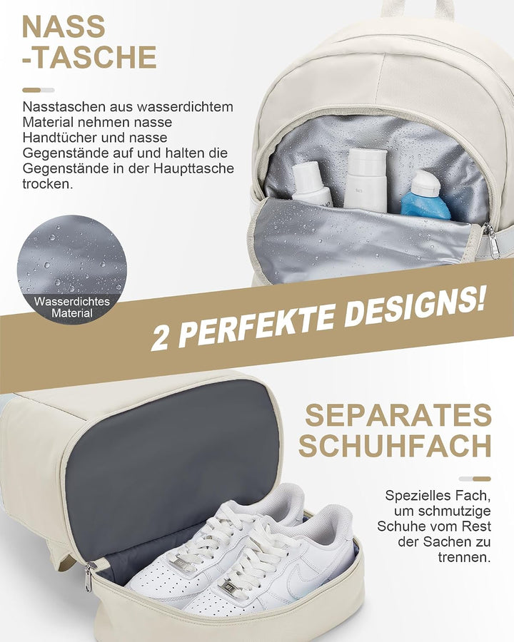 suradar Sportrucksack für Frauen mit Nasstasche und Schuhfach Sportrucksack Damen Gym Backpack Rucks