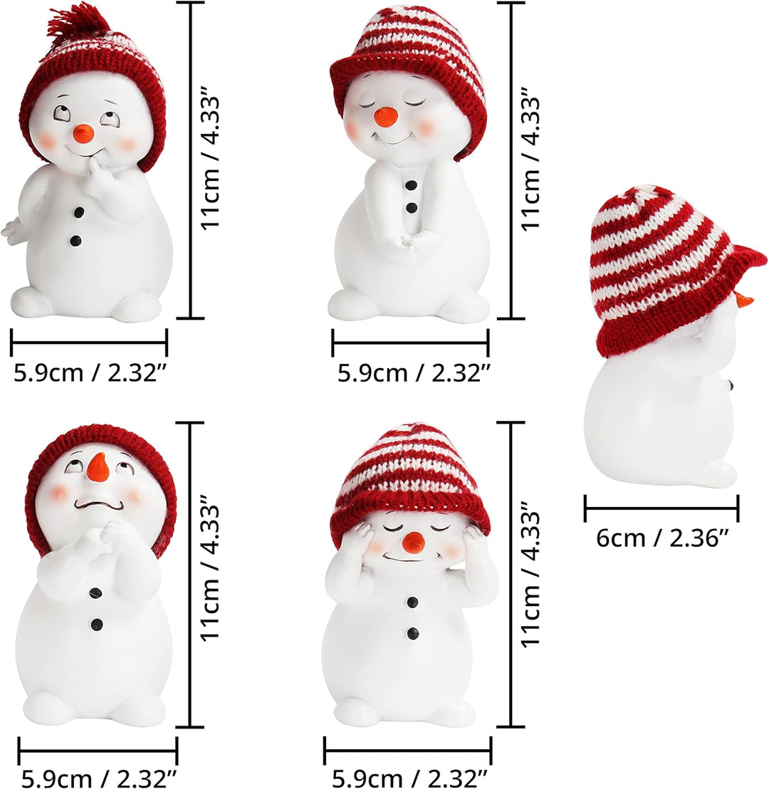 Belle Vous Dekorative Schneemann Weihnachten Figuren (4 Pack) - 11 cm Gross - Set von 4 Winter Minia