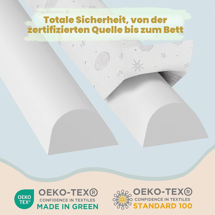 Rausfallschutz Kinderbett - Halb-Wassertropfen Schaumstoff-Schutz, Anti-Rutsch-Grip, Air-Layer-Bezug