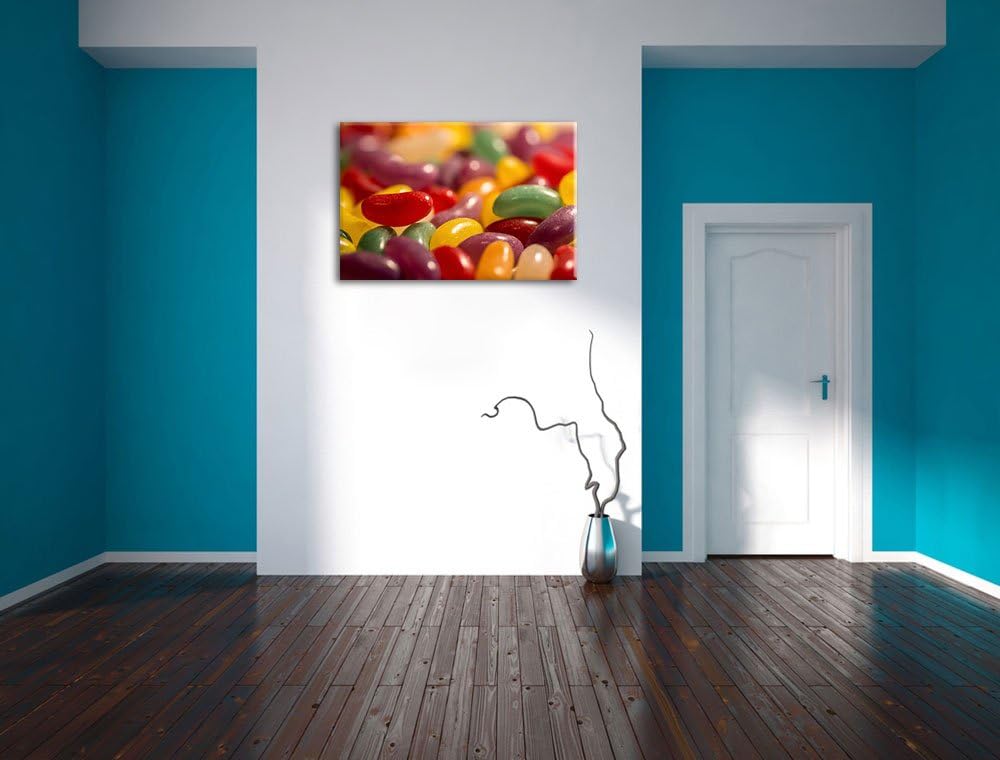 Pixxprint Bunte Süssigkeiten auf Leinwand, XXL riesige Bilder fertig gerahmt mit Keilrahmen, Kunstdr