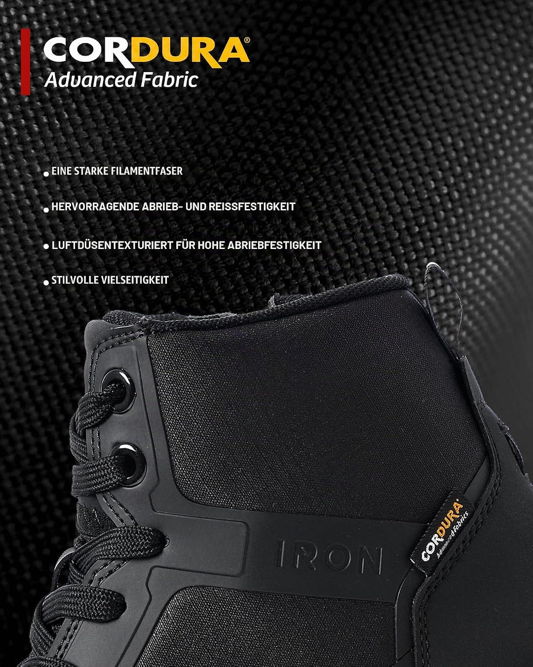 RIDEIRON Motorradschuhe Herren CE-konform Rutschfeste Schwarz 39 EU, Schwarz 39 EU
