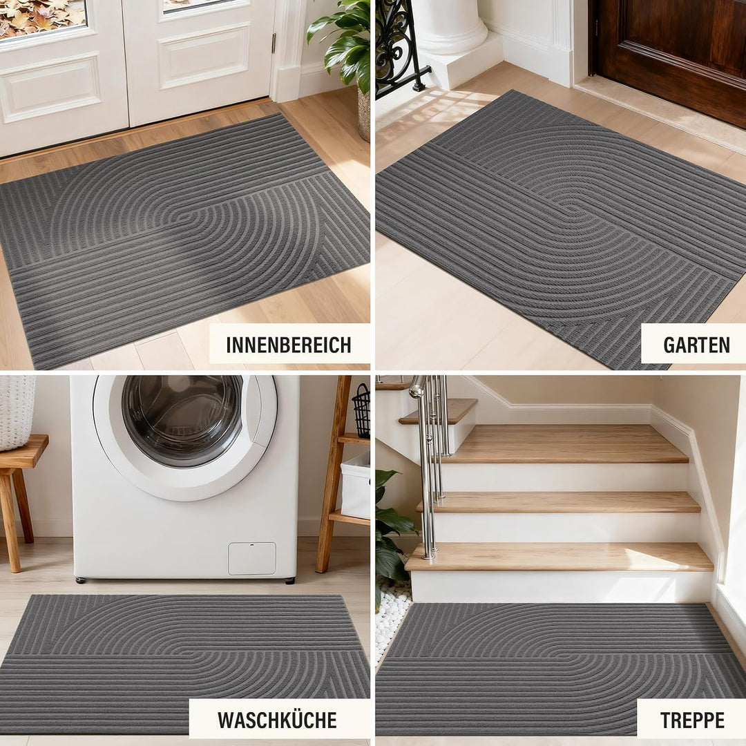 Schmutzfangmatte Innen Aussen 80x120cm, Fussmatte haustür-Schwarz Grau 80cmx120cm, Grau 80cmx120cm