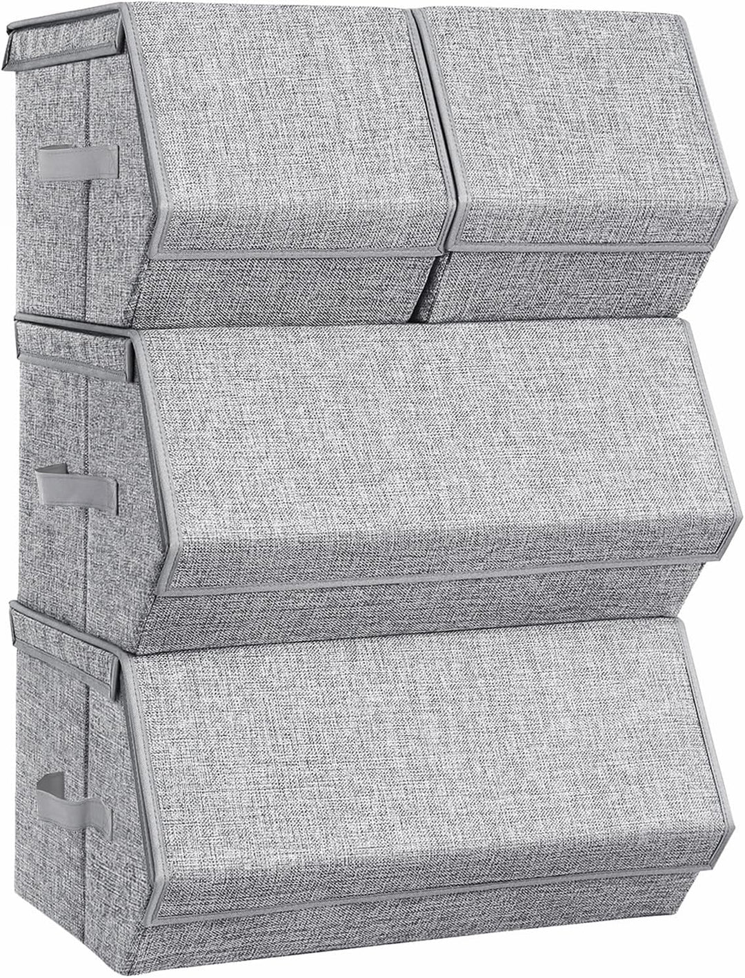 SONGMICS Aufbewahrungsbox mit Deckel, 4er Set Kleiderschrank-Organizer, stapelbar, Faltbox mit Magne