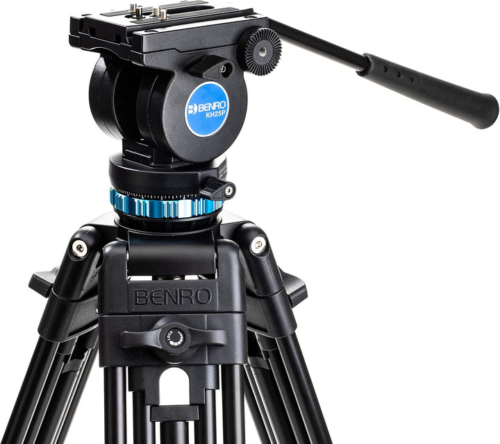 Benro KH25P Video Tripod with Head, 5kg Payload, Continuous Pan Drag, Anti-Rotation Camera Plate, ma