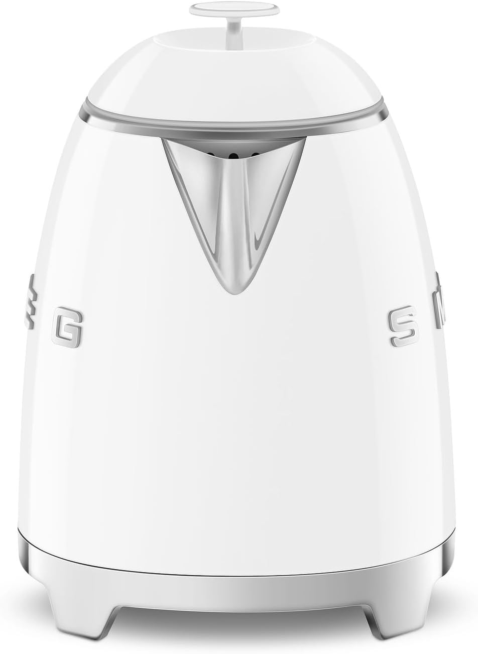 Smeg, Kleiner elektrischer Wasserkocher KLF05WHEU 0,8 L, Edelstahlfilter, Sicherheitsabschaltung, Wa