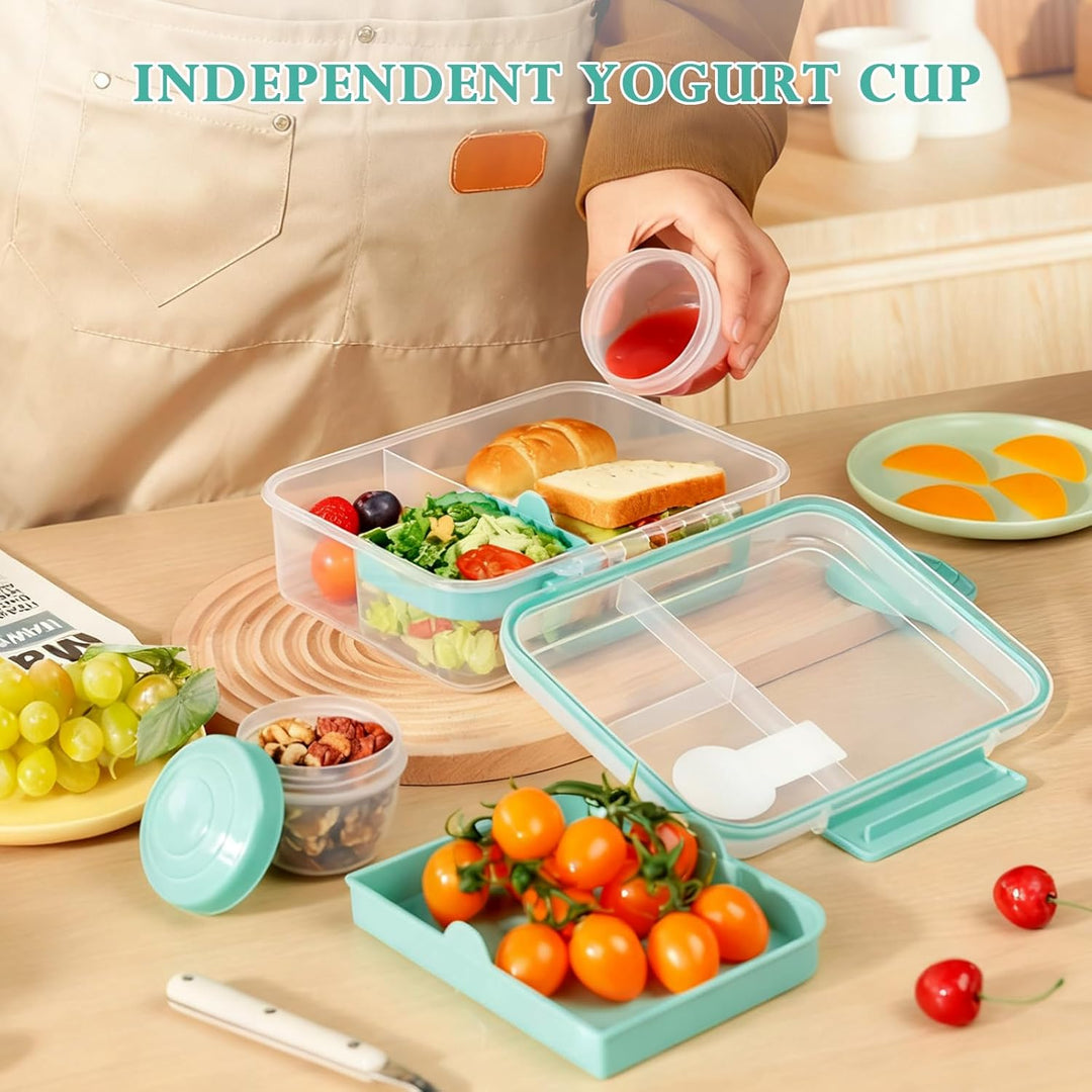 VINATO Brotdose Kinder mit Fächern, Lunchbox für Erwachsene und Kinder, Bento Box mit Tragbarem Grif