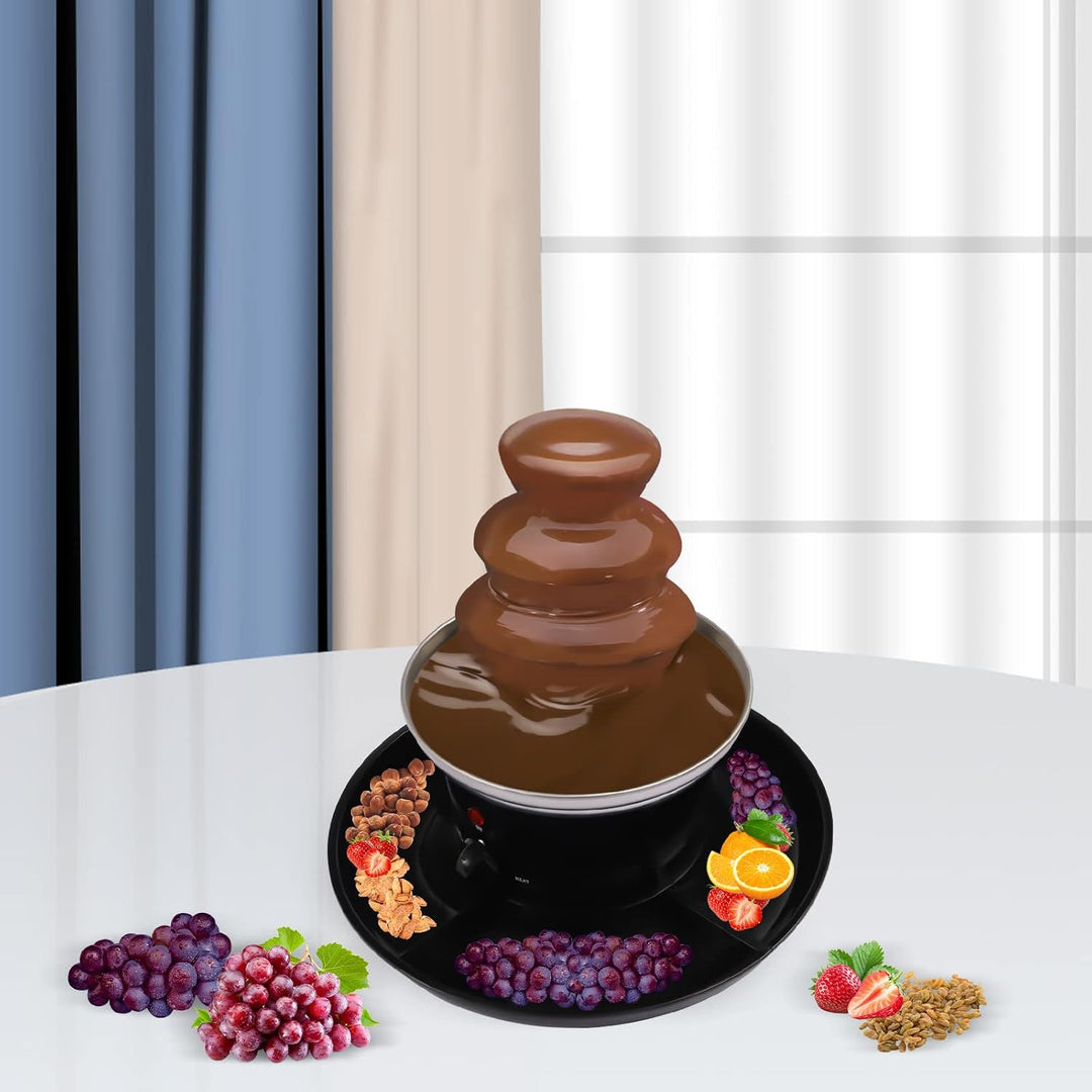 Schokoladenbrunnen Elektrisch 40W Edelstahl Brunnen-Set, 0.45kg Kapazität mit 6 Gabeln &amp; Tablett, Sc