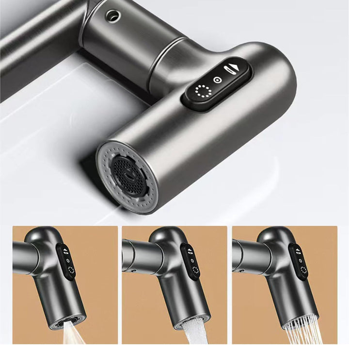 Wasserhahn, LED Temperaturanzeige, Drehbarer Multifunktionshahn, Spültischarmatur(3/8 Schnittstelle)