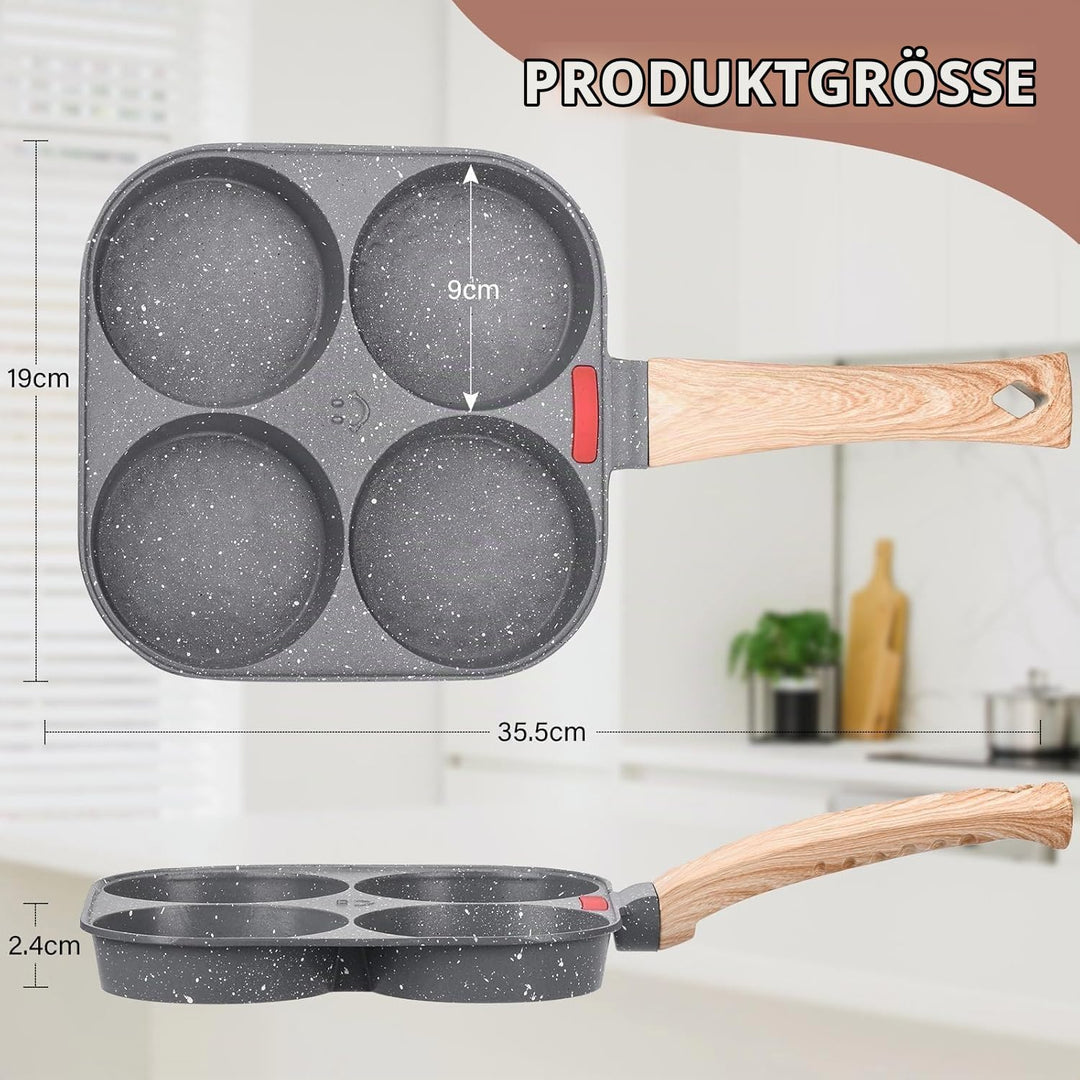 4 Intervalle Spiegeleipfanne, Aluminium Pancake Pfanne Antihaft Pfannkuchenpfanne Outdoor-Camping-Ei