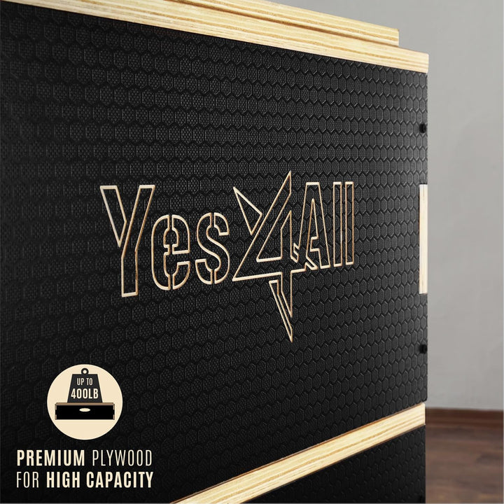 Yes4All Plyo-Box aus Holz, 3-in-1, rutschfeste Step-Up-Box für Workout, plyometrische Sprungbox für