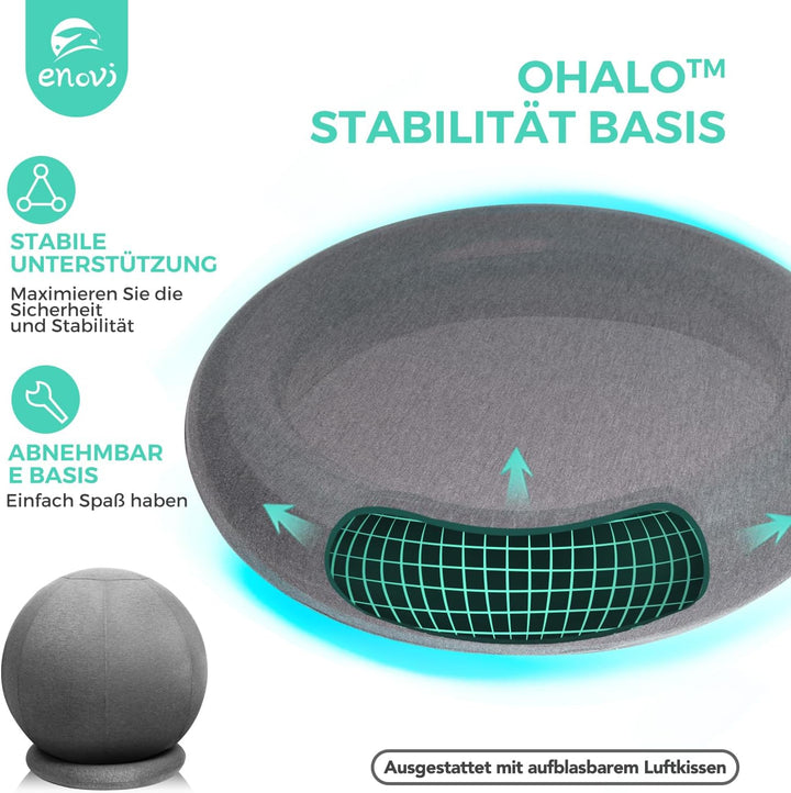 ProfiBalance Gymnastikball mit Abdeckung, Pezziball, Sitzball Büro Weinrot 60-65cm Sitzhöhe, Weinrot