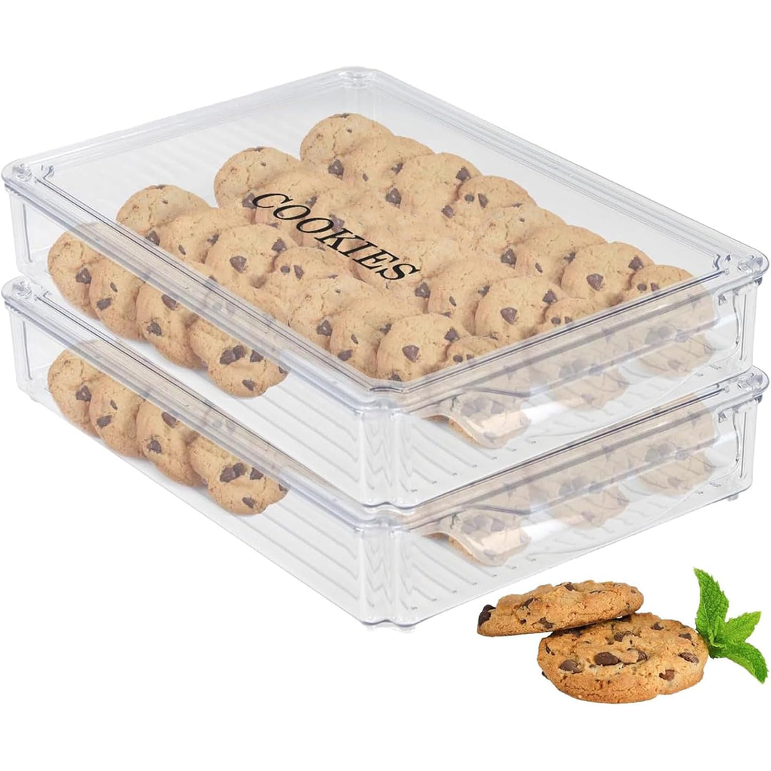 Keksdosen - 2 ser Grossformatige Dichtungen gebäckdose - Stapelbare Vorratsbehälter für Snacks，Zum A