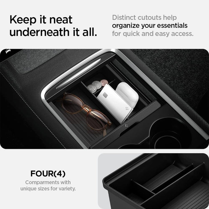 Spigen Mittelkonsole Organizer Armlehnenablage Zubehör für Tesla Model 3 2021-2023 und Model Y mit S