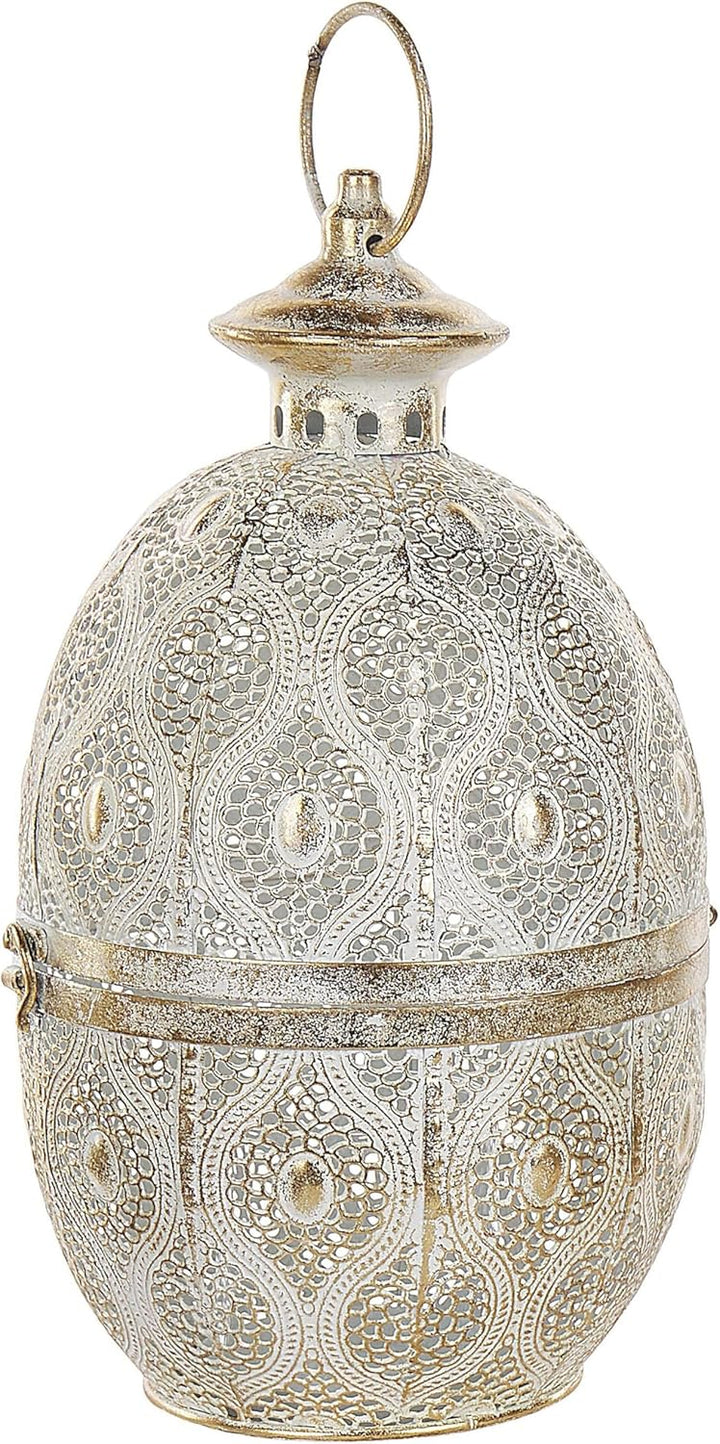 Dekorative Lanterne 34 cm gold aus Metall mit dekorativen Verzierungen Amorgos