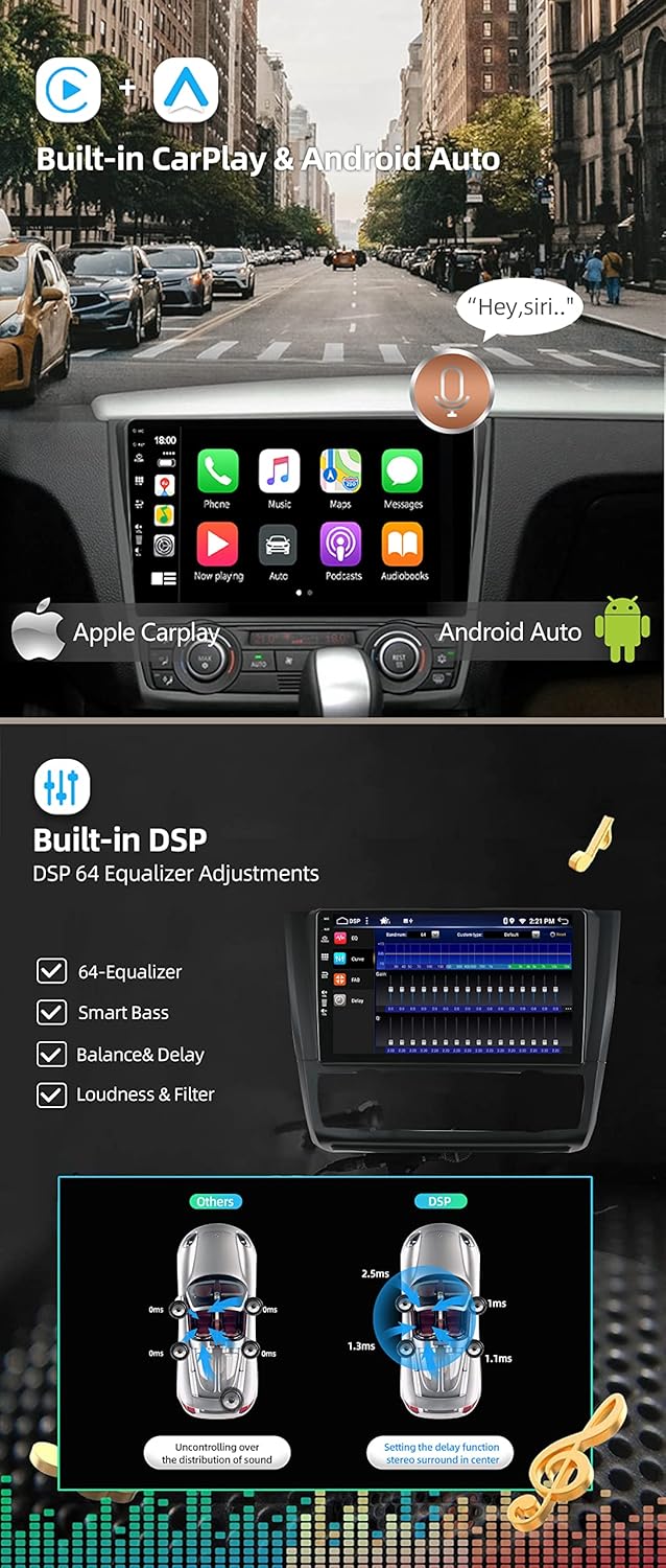 JOYX - 6G+128G - Android 15 IPS Autoradio Passt für BMW 1 Series E81 E82 E87 E88 (2004-2012) - Kabel