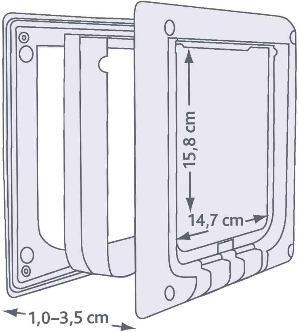 Trixie Katzenklappe, elektromagnetisch, 4-Fach, 21,1 x 24,4 cm, Weiss