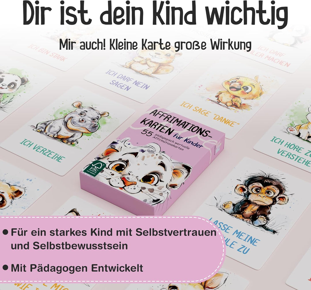 55 Affirmationskarten für Kinder - Selbstbewusstsein stärken Kinder - Achtsamkeit fördern Rosa, Rosa