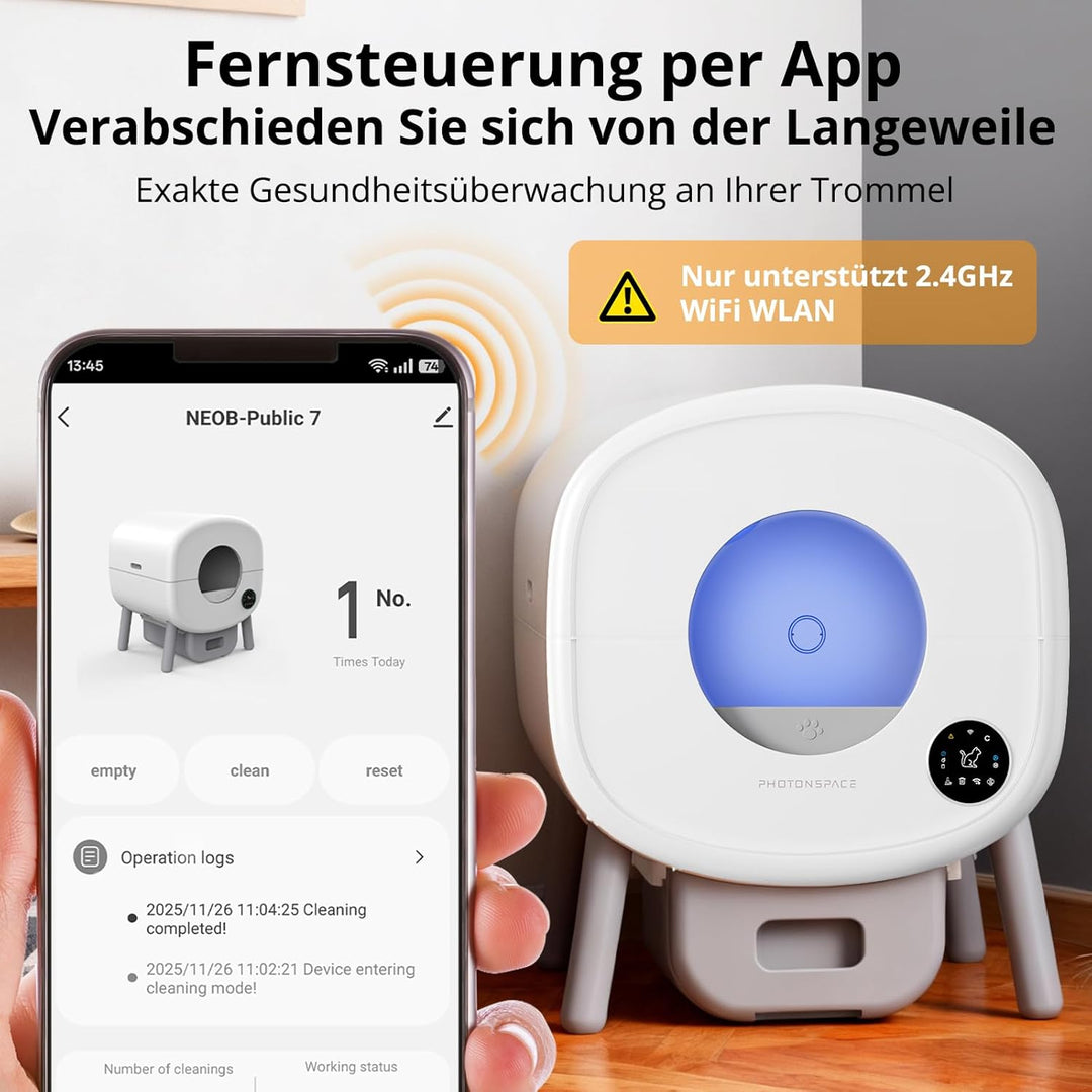 Selbstreinigende Katzentoilette XXL 95L – Automatische elektrische Katzenbox mit App-Steuerung – Gro